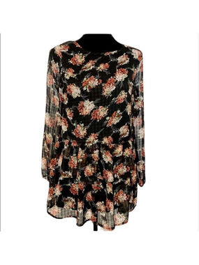 TOBI floral drop waist long sleeve mini dress